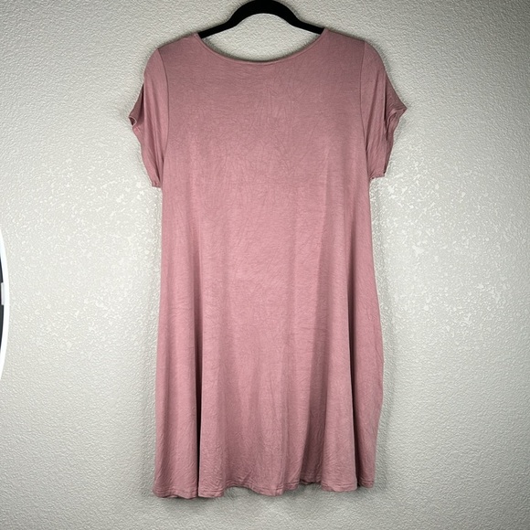MTS Mauve Pink Criss Cross V-Neck Soft Flowy Summer Casual Dress Size Large - Picture 4 of 6